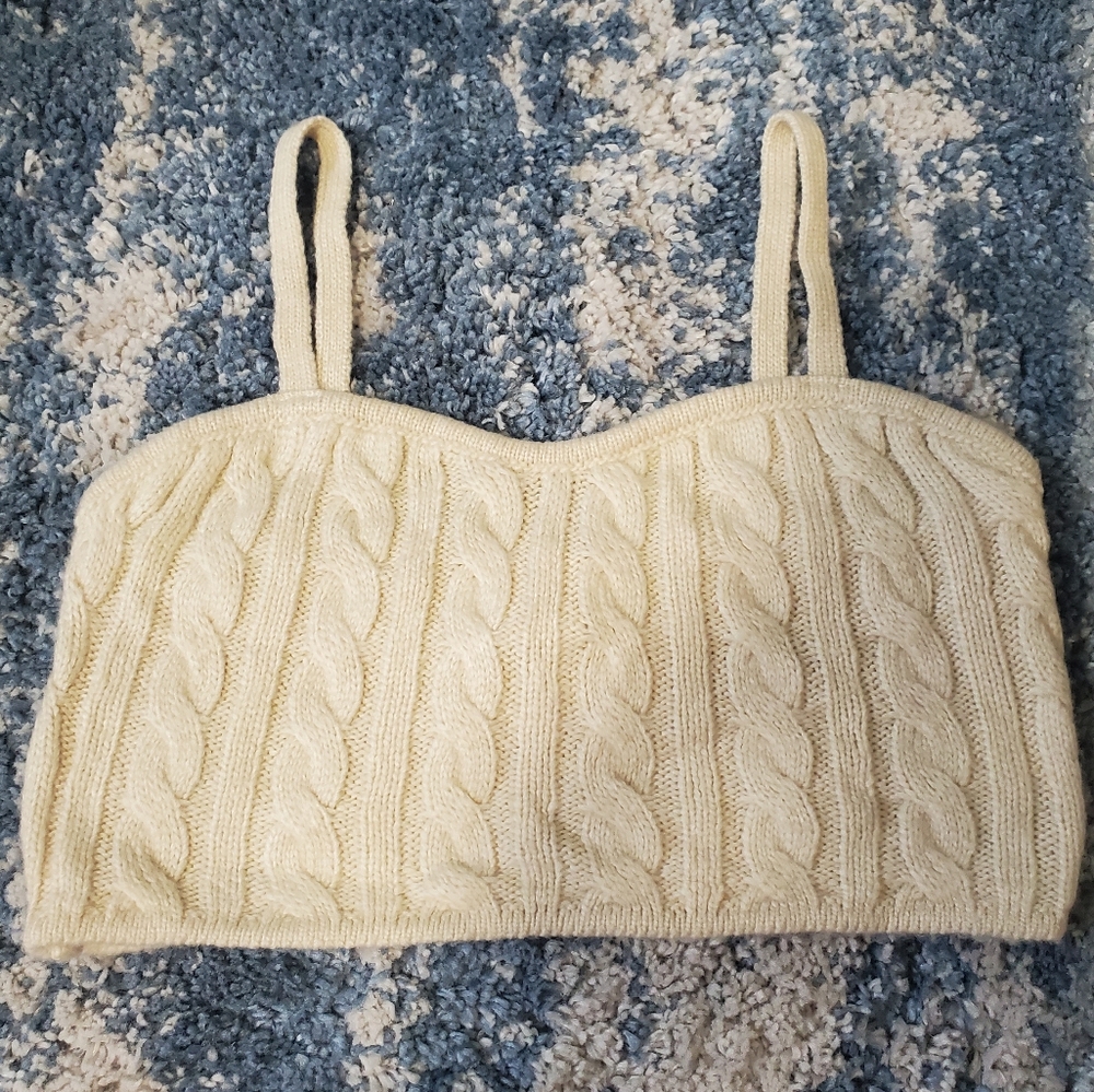 Cream Knit Crop Top
